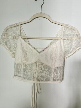 Edikted White Lace Tie-Up Top - Excellent Condition